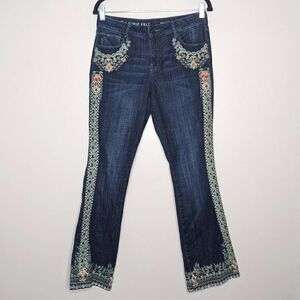 Laurie Felt Classic Bootcut Floral Embroidery Denim Jeans 6